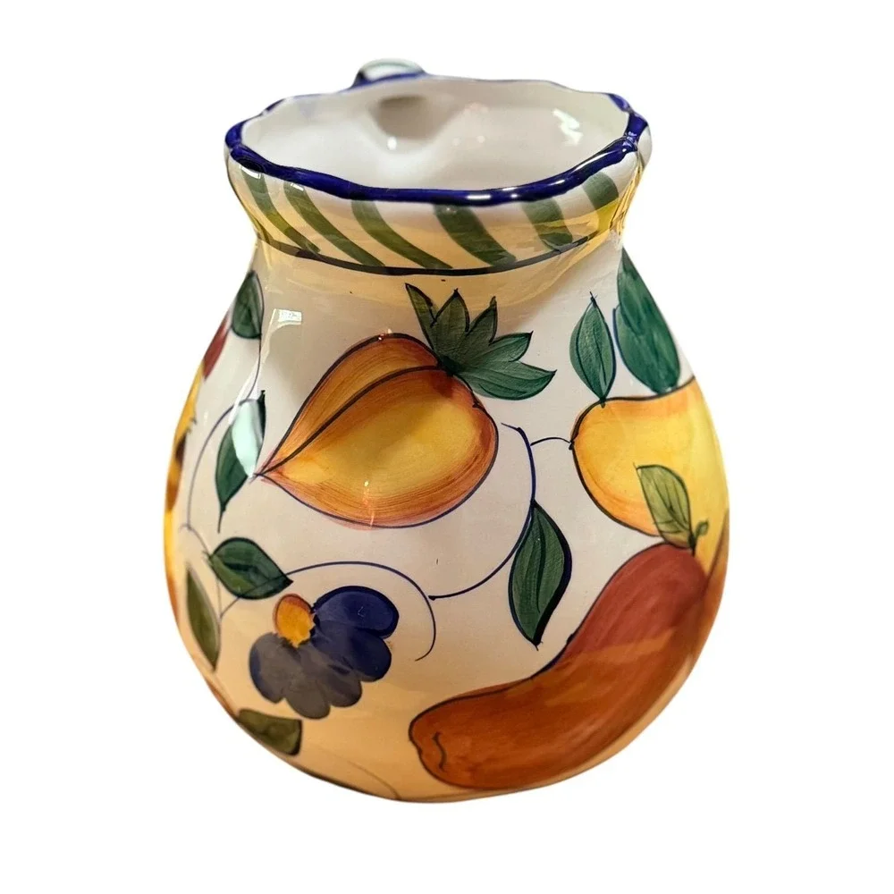 Style-Eyes by Baum Bros. Rooster & Fruits Ceramic Pitcher 6.5 inch